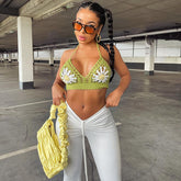 Plissierte Hose mit weitem Bein und niedriger Taille